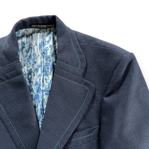 Vintage Jacket Mens 38 Blue Blazer Contrast Stitch Patch Pocket Disco USA 70s-2 Vintage Jacket Mens 38 Blue Blazer Contrast Stitch Patch Pocket Disco USA 70s