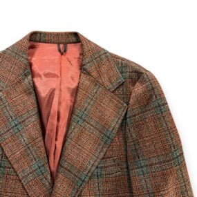Vintage Jacket Mens 38 Orange Green Plaid Blazer Faux Tweed Disco 70s