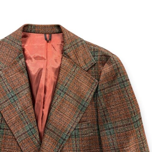 Vintage Jacket Mens 38 Orange Green Plaid Blazer Faux Tweed Disco 70s-2 Vintage Jacket Mens 38 Orange Green Plaid Blazer Faux Tweed Disco 70s