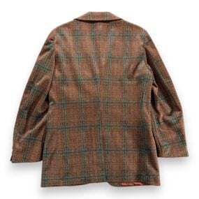Vintage Jacket Mens 38 Orange Green Plaid Blazer Faux Tweed Disco 70s