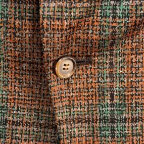 Vintage Jacket Mens 38 Orange Green Plaid Blazer Faux Tweed Disco 70s