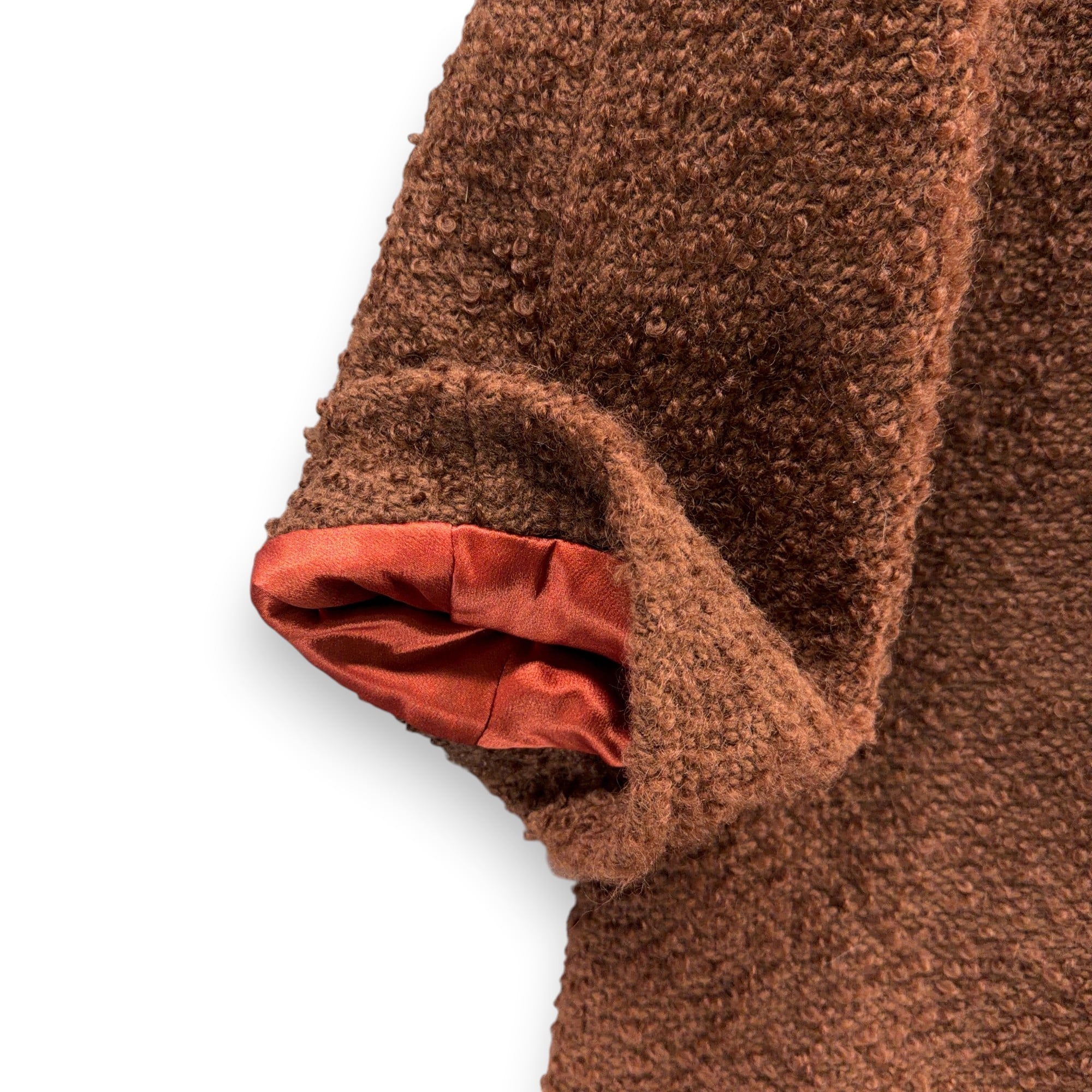 Vintage Coronet Coat Womens MEDIUM Brown Swing Fur Collar Boucle Union USA 60s-11 Vintage Coronet Coat Womens MEDIUM Brown Swing Fur Collar Boucle Union USA 60s