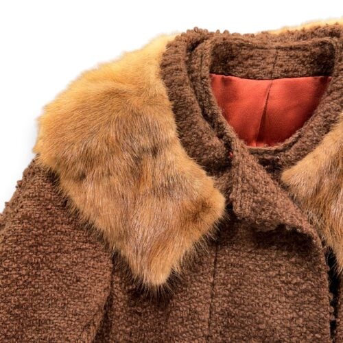 Vintage Coronet Coat Womens MEDIUM Brown Swing Fur Collar Boucle Union USA 60s-2 Vintage Coronet Coat Womens MEDIUM Brown Swing Fur Collar Boucle Union USA 60s