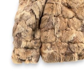 Vintage Fur Coat Womens MEDIUM Brown Gray Rabbit Dyed Patchwork Jacket Glam 80s