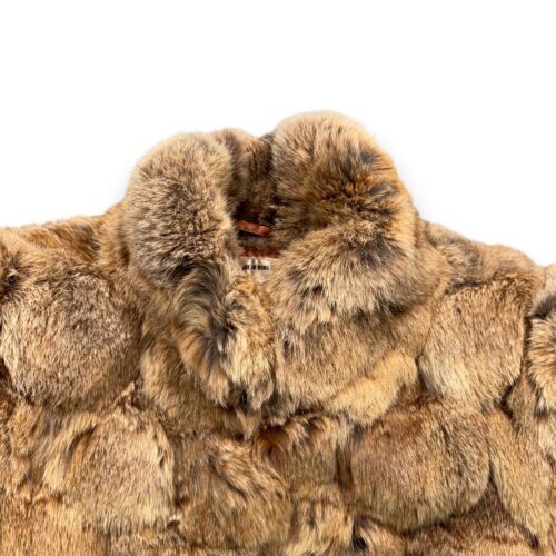 Vintage Fur Coat Womens MEDIUM Brown Gray Rabbit Dyed Patchwork Jacket Glam 80s-2 Vintage Fur Coat Womens MEDIUM Brown Gray Rabbit Dyed Patchwork Jacket Glam 80s