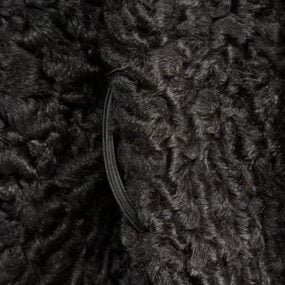 Vintage Donenfelds Coat Womens MEDIUM Black Mink Collar Faux Persian Lamb 50s