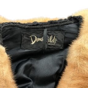 Vintage Donenfelds Coat Womens MEDIUM Black Mink Collar Faux Persian Lamb 50s