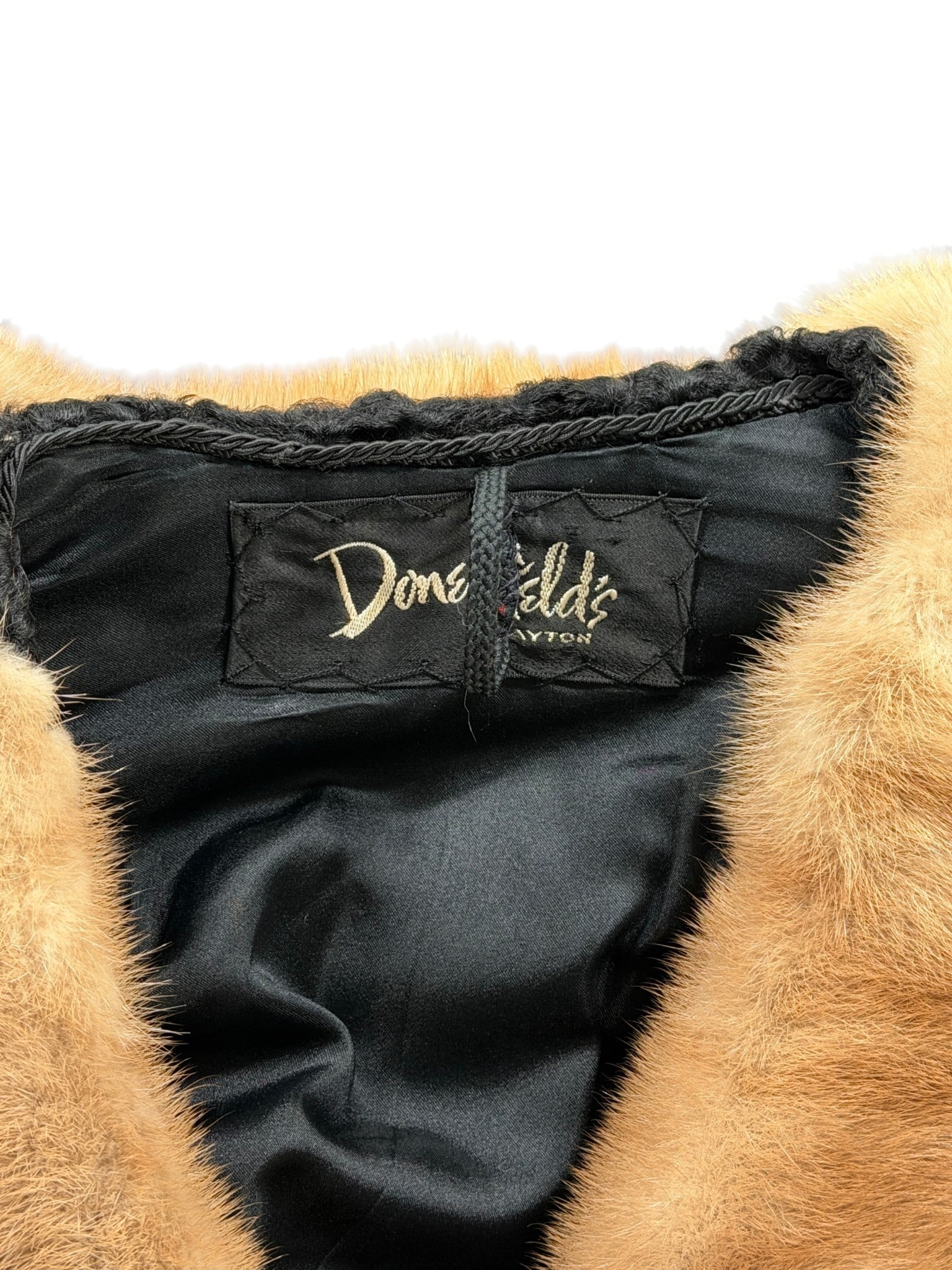 Vintage Donenfelds Coat Womens MEDIUM Black Mink Collar Faux Persian Lamb 50s-4 Vintage Donenfelds Coat Womens MEDIUM Black Mink Collar Faux Persian Lamb 50s
