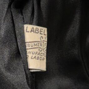 Vintage Donenfelds Coat Womens MEDIUM Black Mink Collar Faux Persian Lamb 50s
