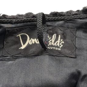 Vintage Donenfelds Coat Womens MEDIUM Black Mink Collar Faux Persian Lamb 50s