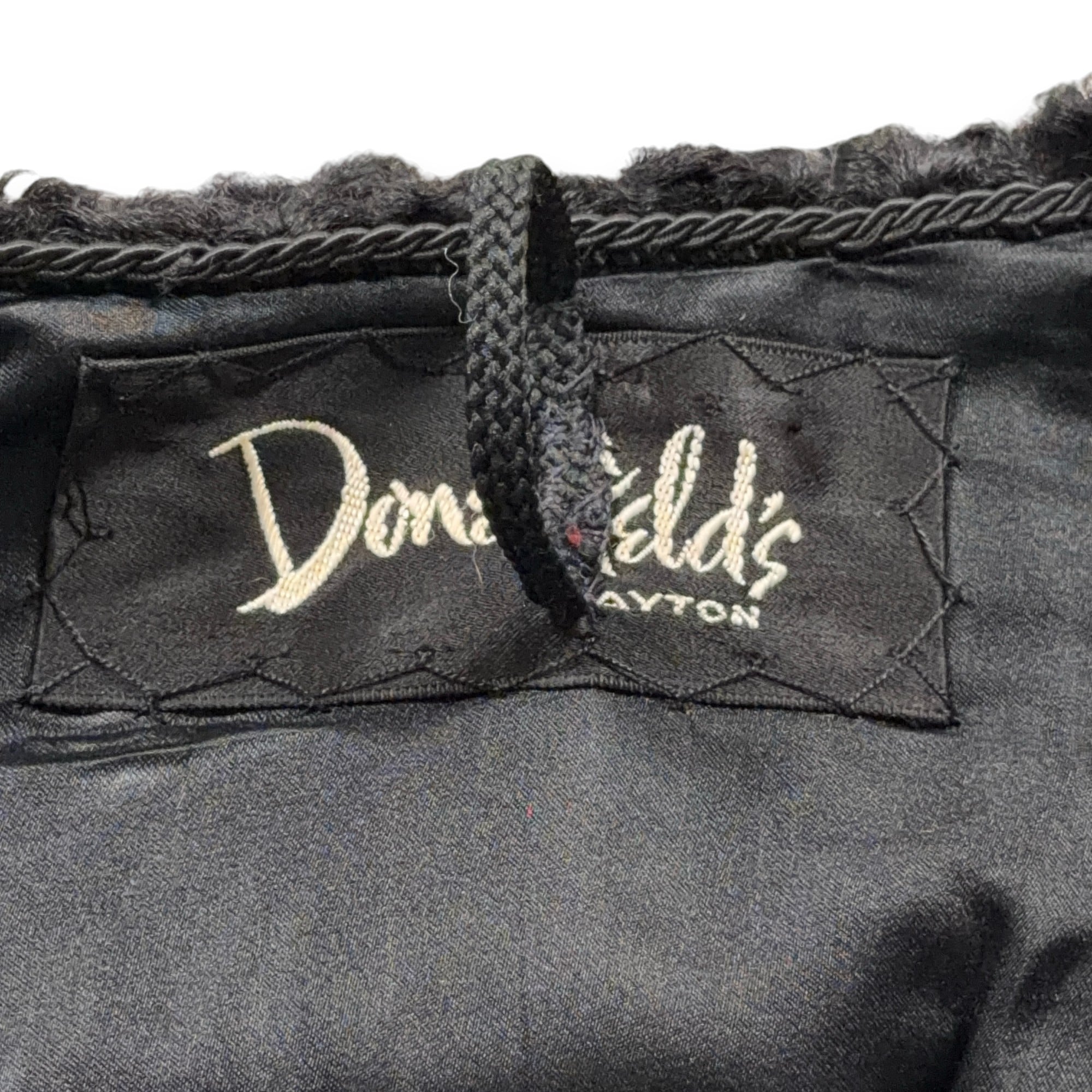 Vintage Donenfelds Coat Womens MEDIUM Black Mink Collar Faux Persian Lamb 50s-7 Vintage Donenfelds Coat Womens MEDIUM Black Mink Collar Faux Persian Lamb 50s