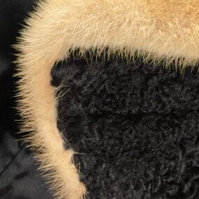 Vintage Donenfelds Coat Womens MEDIUM Black Mink Collar Faux Persian Lamb 50s