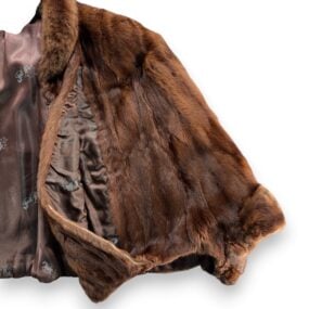 Vintage Truesdell Fur Dolman Womens LARGE Brown Fur Batwing Cape Jacket USA 40s