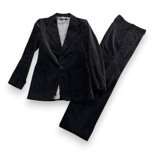 Vintage Paul Boye Suit Mens 36 28x33 Pants Black Cotton Velvet Blazer 2pc 80s