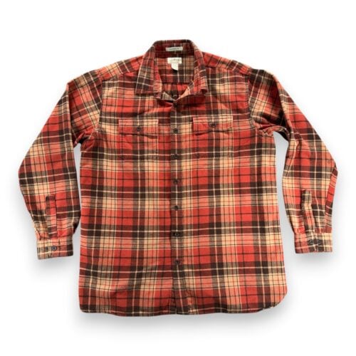 LL Bean Shirt Adult 2XL XXL Tall Red Plaid Chamois Flannel Traditional Fit