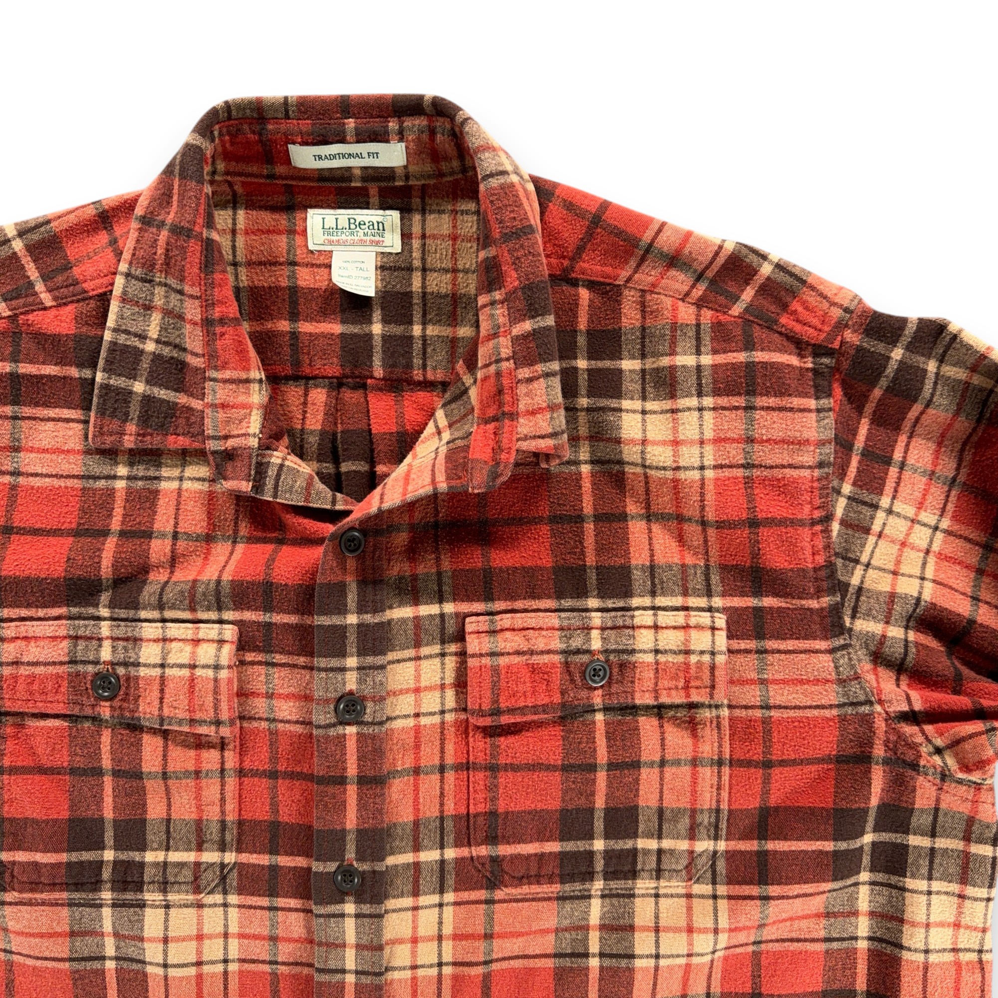 LL Bean Shirt Adult 2XL XXL Tall Red Plaid Chamois Flannel Traditional Fit-2 LL Bean Shirt Adult 2XL XXL Tall Red Plaid Chamois Flannel Traditional Fit