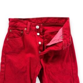 Vintage Levis 501 Jeans Womens 24x32 Red Straight Leg Denim Button Fly USA 90s