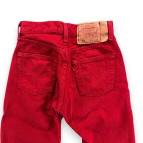 Vintage Levis 501 Jeans Womens 24x32 Red Straight Leg Denim Button Fly USA 90s