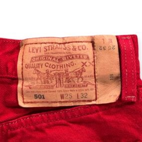 Vintage Levis 501 Jeans Womens 24x32 Red Straight Leg Denim Button Fly USA 90s
