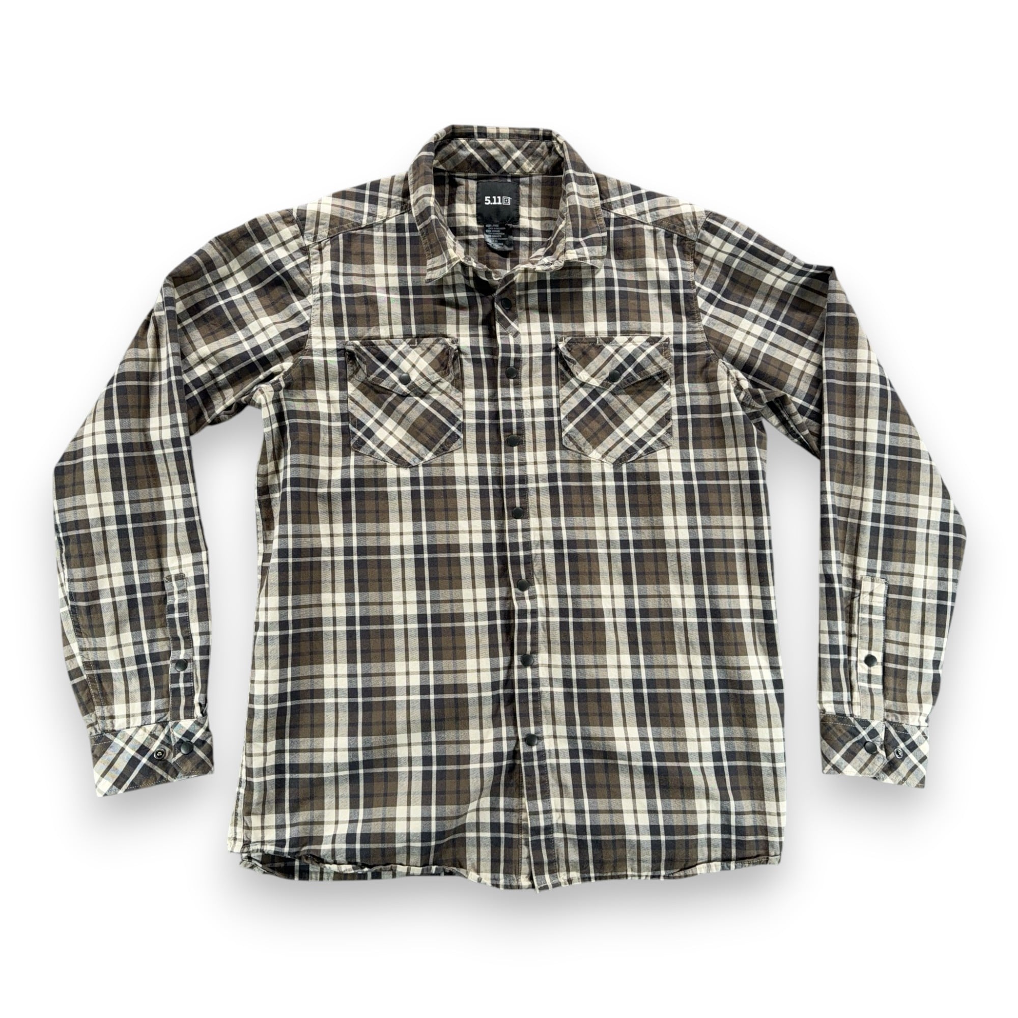 511 Tactical Western Shirt Adult LARGE Brown Gray Plaid Snap Front Utility-1 511 Tactical Western Shirt Adult LARGE Brown Gray Plaid Snap Front Utility