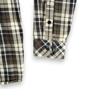511 Tactical Western Shirt Adult LARGE Brown Gray Plaid Snap Front Utility