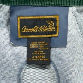 Vintage Arnold Palmer Rain Jacket Adult EXTRA LARGE Blue Golf PVC Raincoat 90s