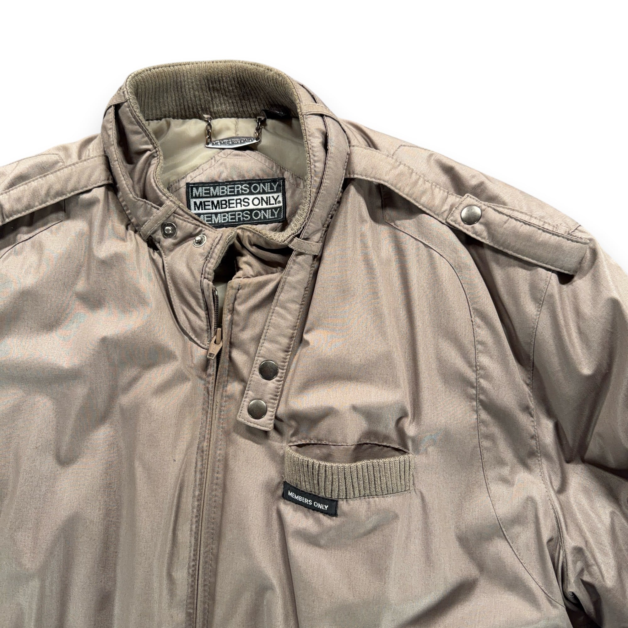 Vintage Members Only Jacket Adult LARGE Brown Racer Quilted Bomber Puffer 80s-2 Vintage Members Only Jacket Adult LARGE Brown Racer Quilted Bomber Puffer 80s