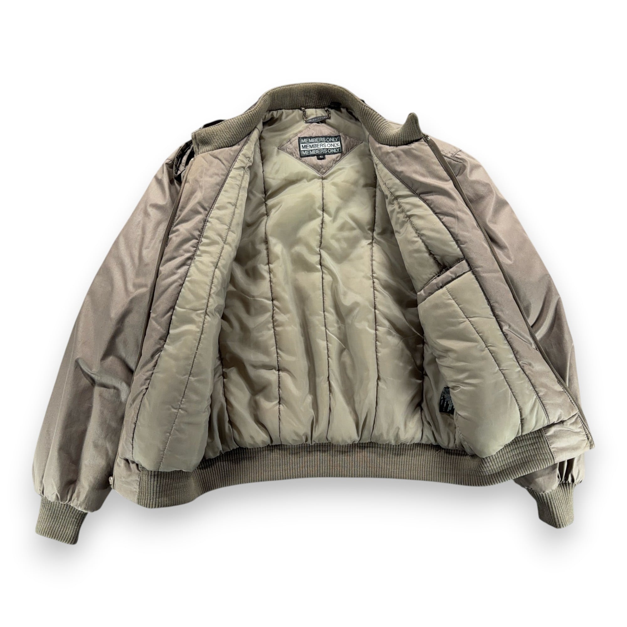 Vintage Members Only Jacket Adult LARGE Brown Racer Quilted Bomber Puffer 80s-4 Vintage Members Only Jacket Adult LARGE Brown Racer Quilted Bomber Puffer 80s