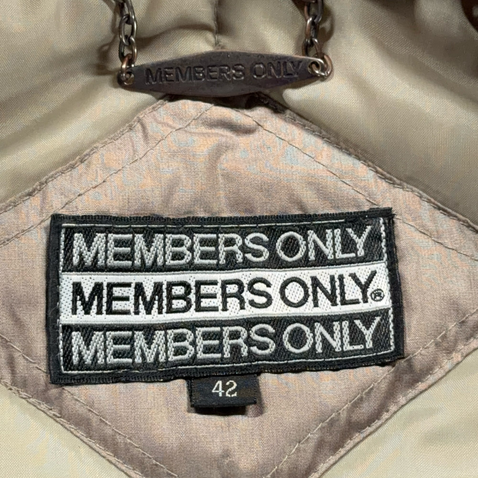Vintage Members Only Jacket Adult LARGE Brown Racer Quilted Bomber Puffer 80s-5 Vintage Members Only Jacket Adult LARGE Brown Racer Quilted Bomber Puffer 80s