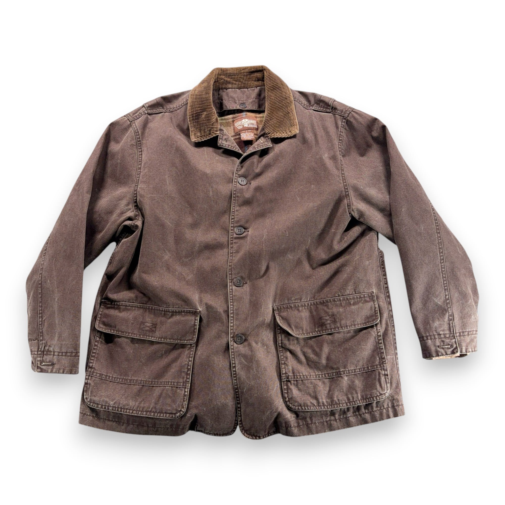 Vintage Levis Jacket Adult LARGE Brown Canvas Corduroy Barn Coat Chore Lined Y2K-1 Vintage Levis Jacket Adult LARGE Brown Canvas Corduroy Barn Coat Chore Lined Y2K