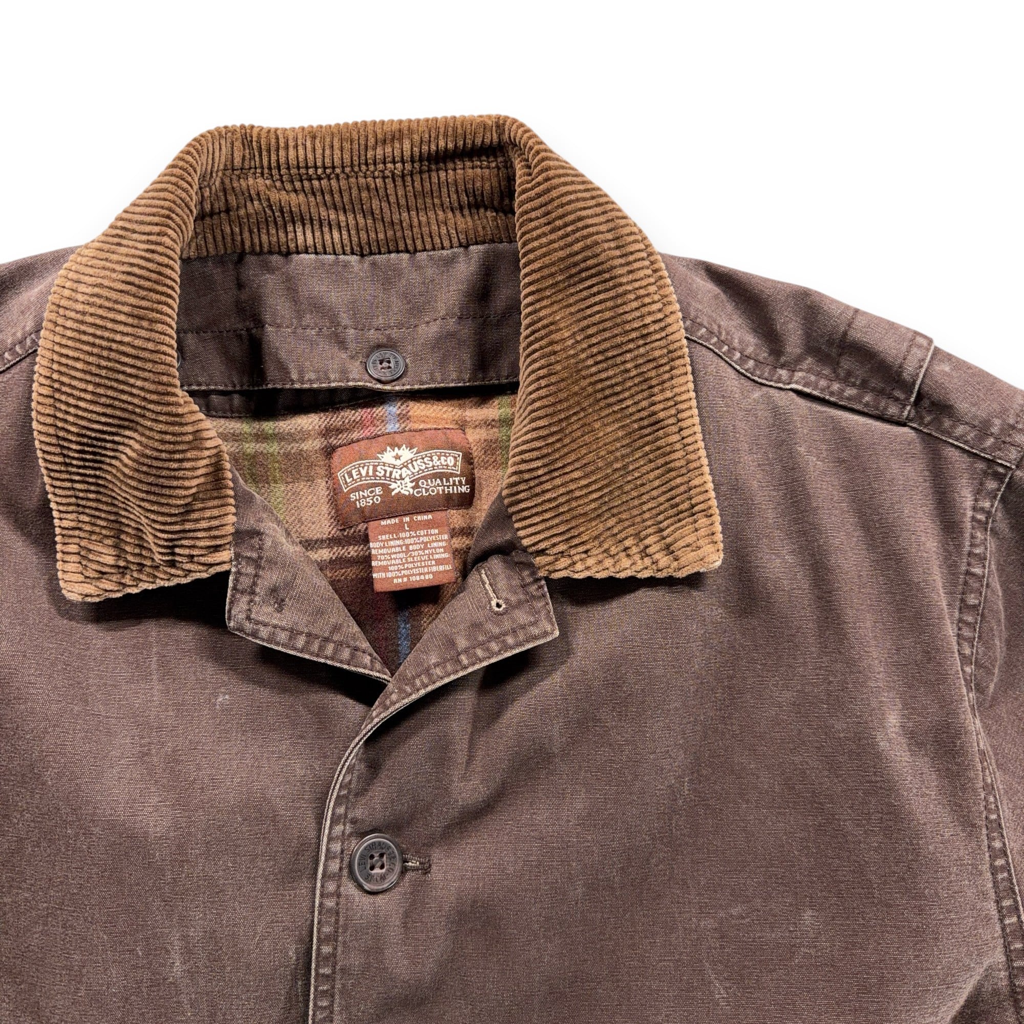 Vintage Levis Jacket Adult LARGE Brown Canvas Corduroy Barn Coat Chore Lined Y2K-2 Vintage Levis Jacket Adult LARGE Brown Canvas Corduroy Barn Coat Chore Lined Y2K