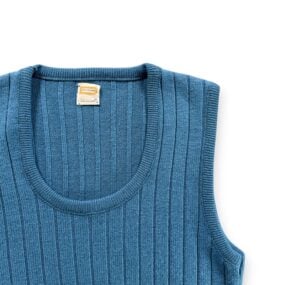 Vintage Drummond Sweater Vest Adult XS Blue Ribbed Knit Acrylic Orlon USA 70s