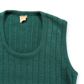 Vintage Drummond Sweater Vest Adult SMALL Green Rib Knit Acrylic Orlon USA 70s