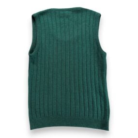 Vintage Drummond Sweater Vest Adult SMALL Green Rib Knit Acrylic Orlon USA 70s