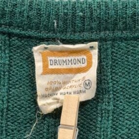 Vintage Drummond Sweater Vest Adult SMALL Green Rib Knit Acrylic Orlon USA 70s