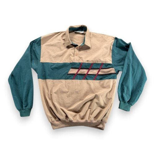 Vintage Colorblock Polo Shirt Adult 2XL XXL Tall Brown Banded Pocket Alexxus 90s