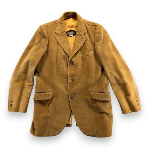 Vintage Cortefiel Jacket Mens 40L Brown Blazer Corduroy Leather Trim Spain 70s