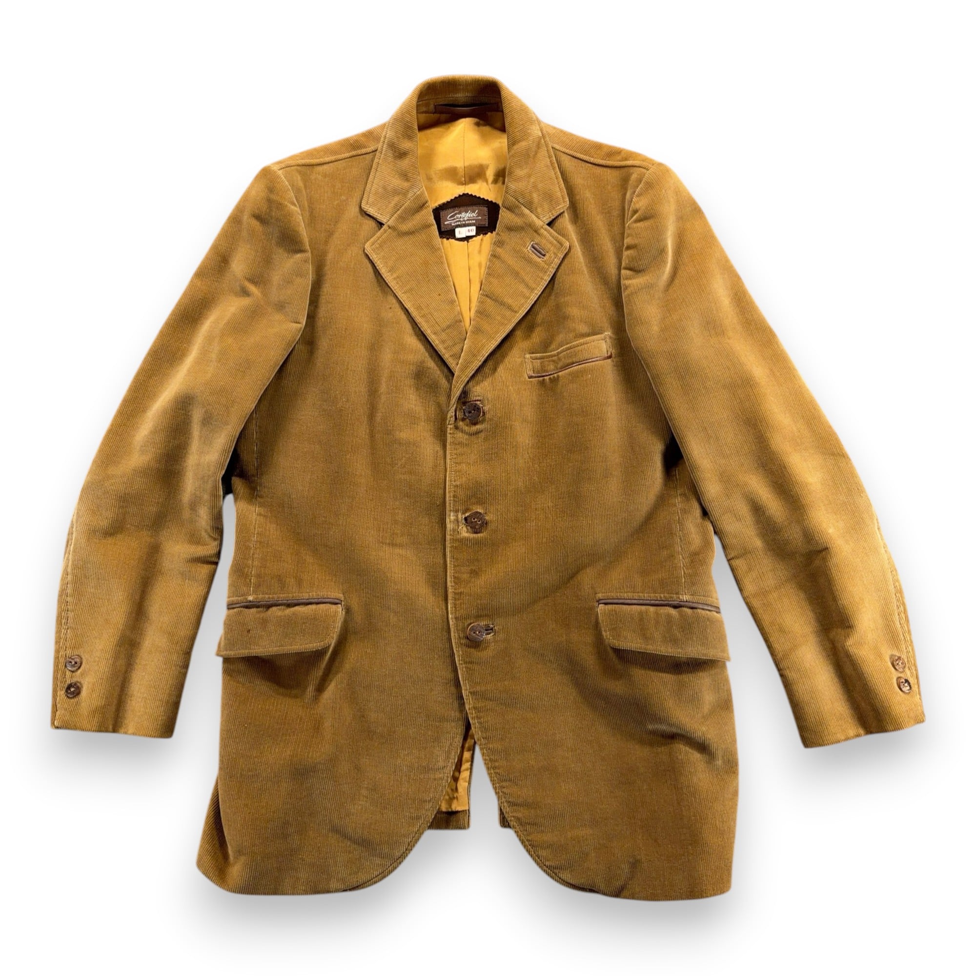 Vintage Cortefiel Jacket Mens 40L Brown Blazer Corduroy Leather Trim Spain 70s-1 Vintage Cortefiel Jacket Mens 40L Brown Blazer Corduroy Leather Trim Spain 70s