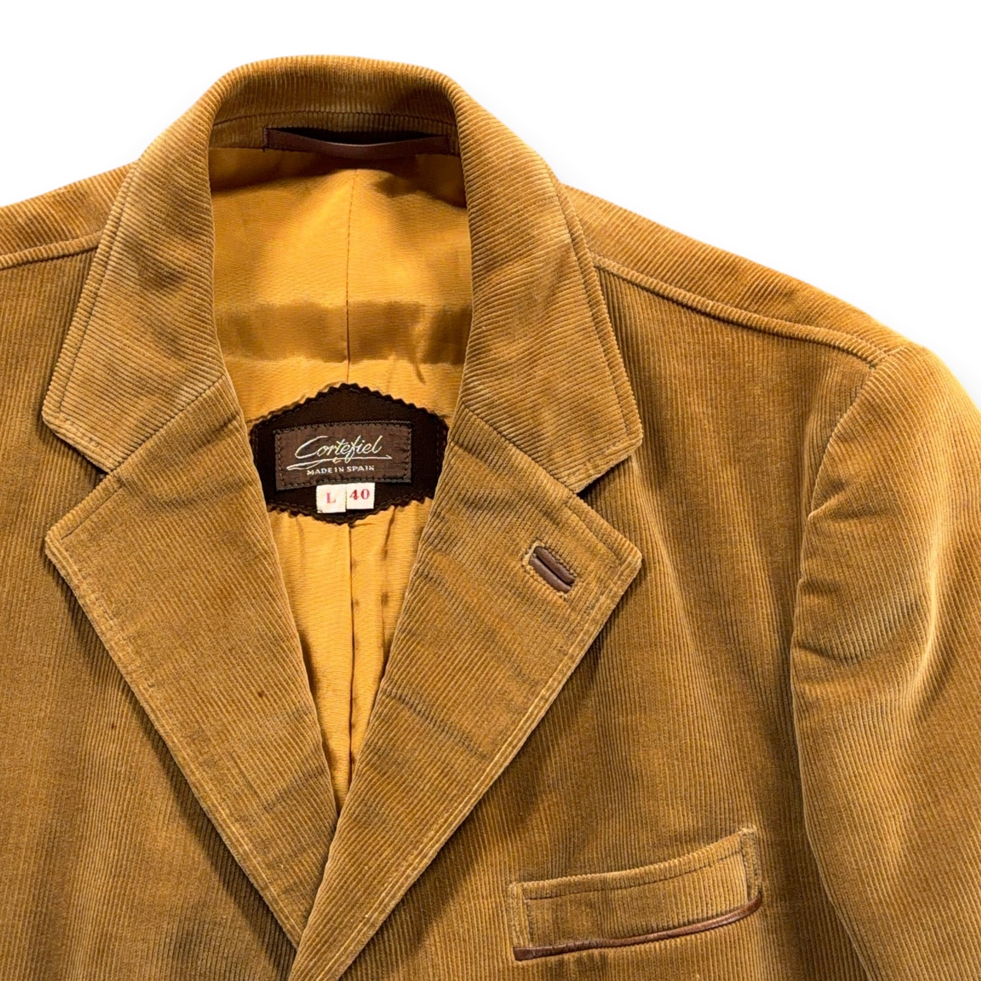 Vintage Cortefiel Jacket Mens 40L Brown Blazer Corduroy Leather Trim Spain 70s-2 Vintage Cortefiel Jacket Mens 40L Brown Blazer Corduroy Leather Trim Spain 70s