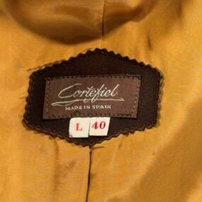 Vintage Cortefiel Jacket Mens 40L Brown Blazer Corduroy Leather Trim Spain 70s