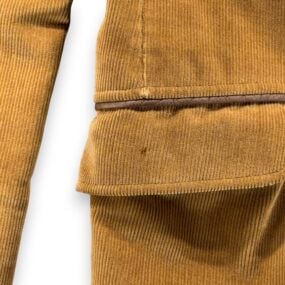 Vintage Cortefiel Jacket Mens 40L Brown Blazer Corduroy Leather Trim Spain 70s