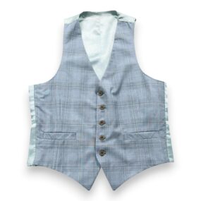 Vintage Ratner Suit Mens 40 Blue Plaid Vest Notch Lapel Union Made 2pc 70s