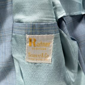 Vintage Ratner Suit Mens 40 Blue Plaid Vest Notch Lapel Union Made 2pc 70s