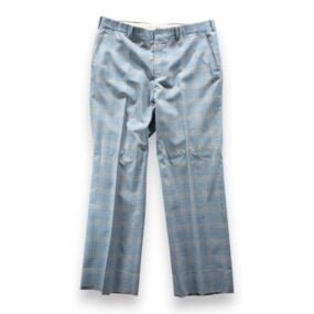 Vintage Pants Mens 36x31 Blue Yellow Plaid Talon Zipper Trousers Disco USA 70s
