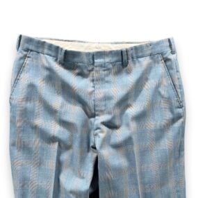 Vintage Pants Mens 36x31 Blue Yellow Plaid Talon Zipper Trousers Disco USA 70s