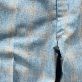 Vintage Pants Mens 36x31 Blue Yellow Plaid Talon Zipper Trousers Disco USA 70s
