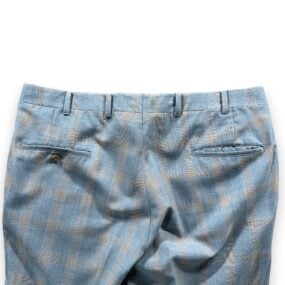 Vintage Pants Mens 36x31 Blue Yellow Plaid Talon Zipper Trousers Disco USA 70s