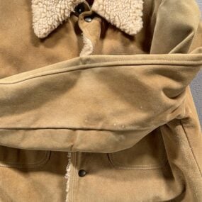 Vintage Rancher Jacket Adult MEDIUM Brown Suede Leather Sherpa Coat USA 70s