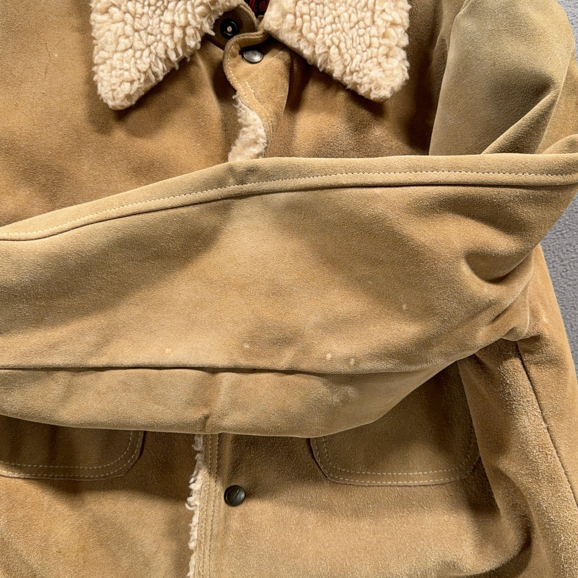 Vintage Rancher Jacket Adult MEDIUM Brown Suede Leather Sherpa Coat USA 70s-11 Vintage Rancher Jacket Adult MEDIUM Brown Suede Leather Sherpa Coat USA 70s