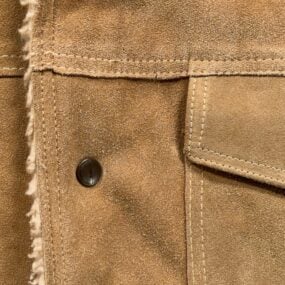Vintage Rancher Jacket Adult MEDIUM Brown Suede Leather Sherpa Coat USA 70s